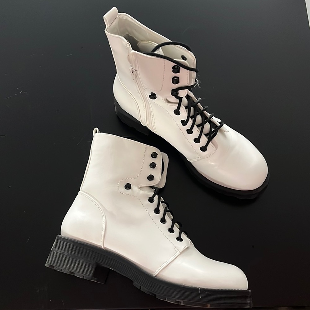 Nordstrom White chunky combat boots
